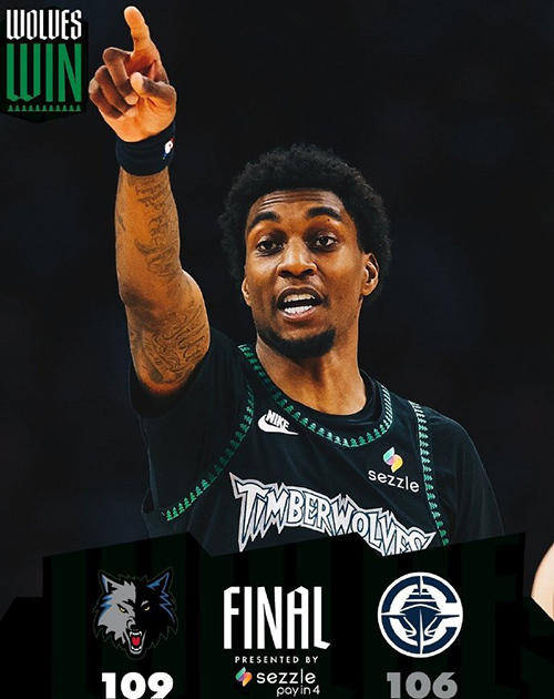 森林狼109-106逆转快船,哈登34+5+6,伦纳德20分