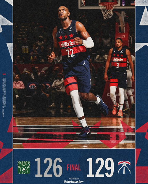 奇才129-126逆转雄鹿,字母哥26+7,麦科勒姆28分