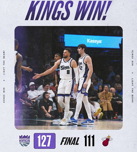 国王127-111轻取热火,拉文42分,威少12+10,哈克斯27分